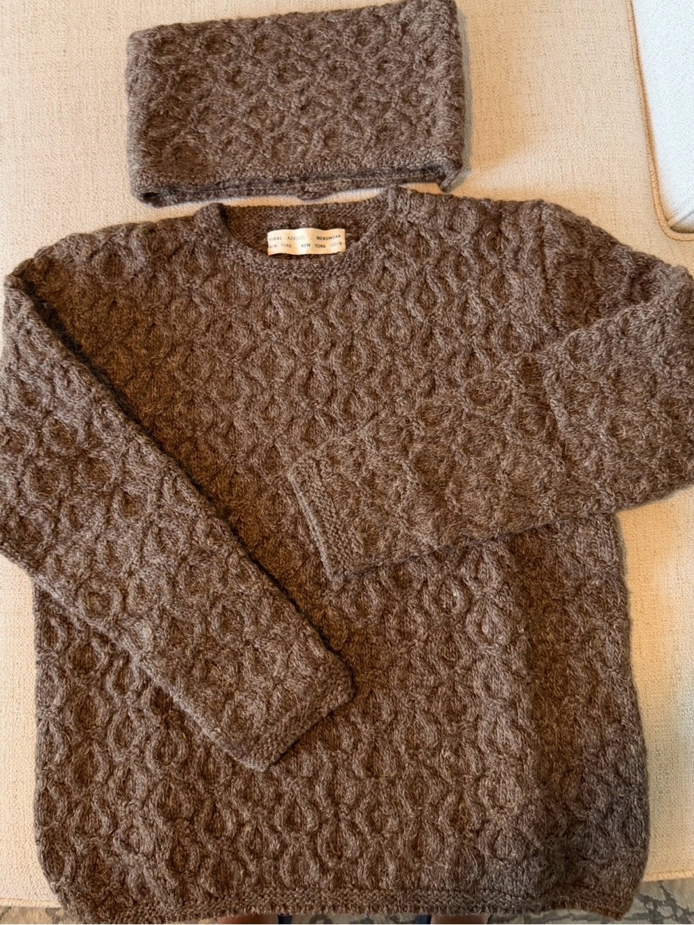Yigal Azrouel Brown Textured Crewneck / Turtleneck Sweater